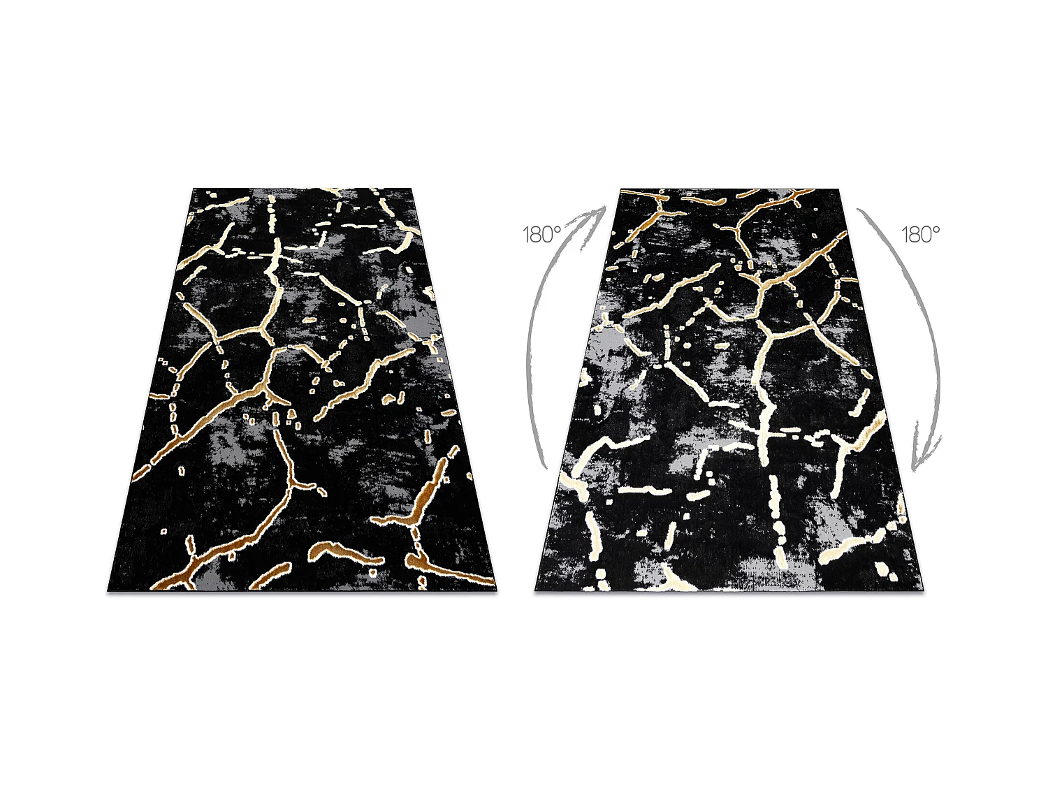 Dywan ALLURE 1967 Marmur - Strukturalny, stylowy, glamour czarny / zł 180x270 cm