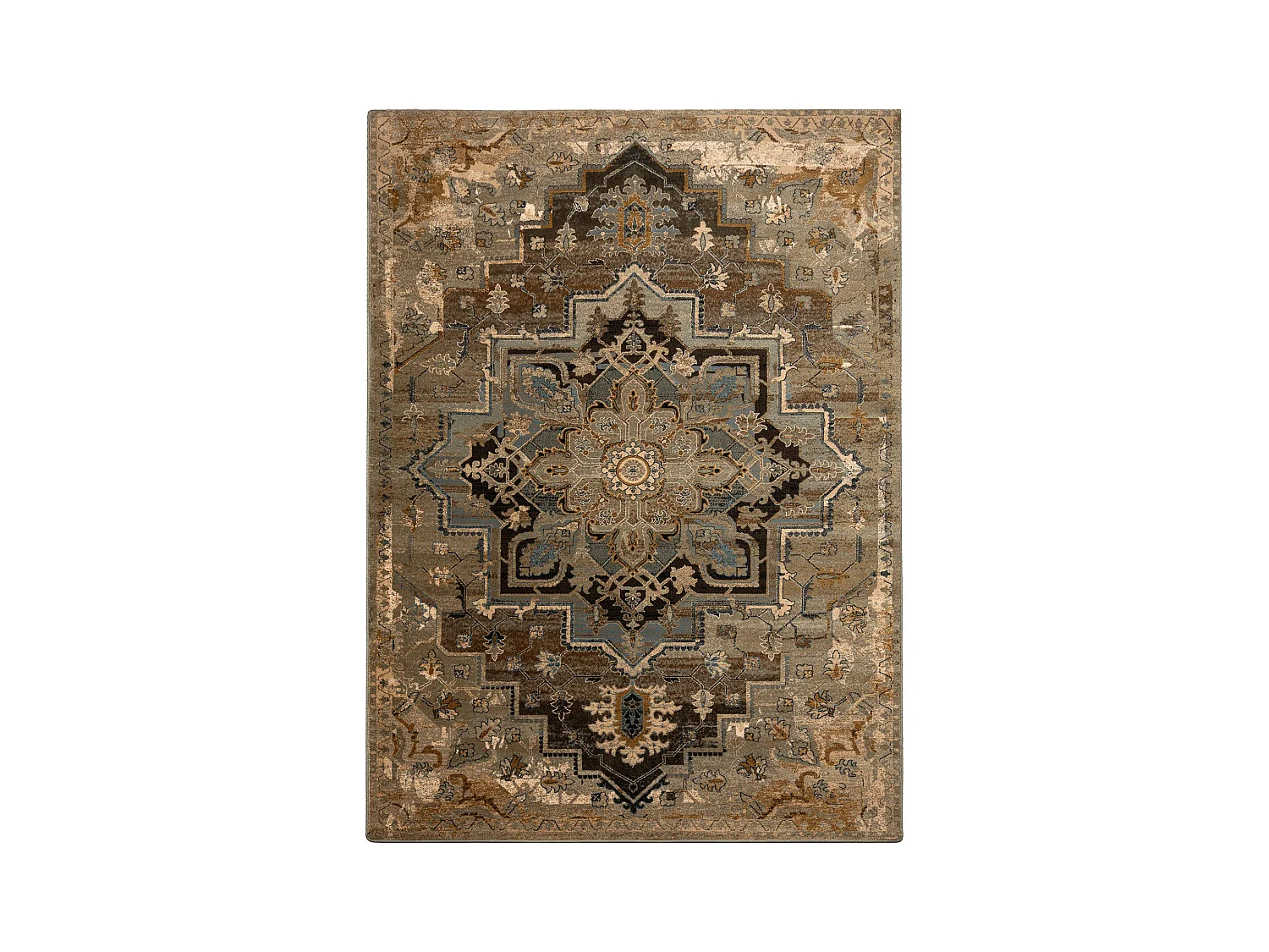 Tapis en laine OMEGA ABBAS Vintage, rougette cognac beige 170x235 cm