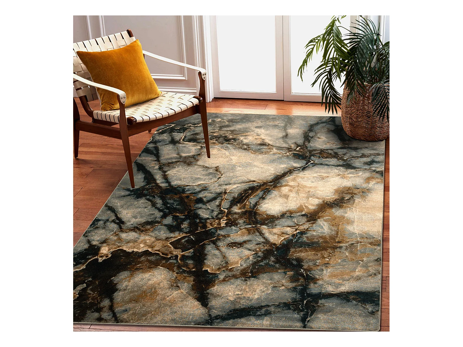 Tapis en laine OMEGA ELIAN Marbre iron vert 170x235 cm