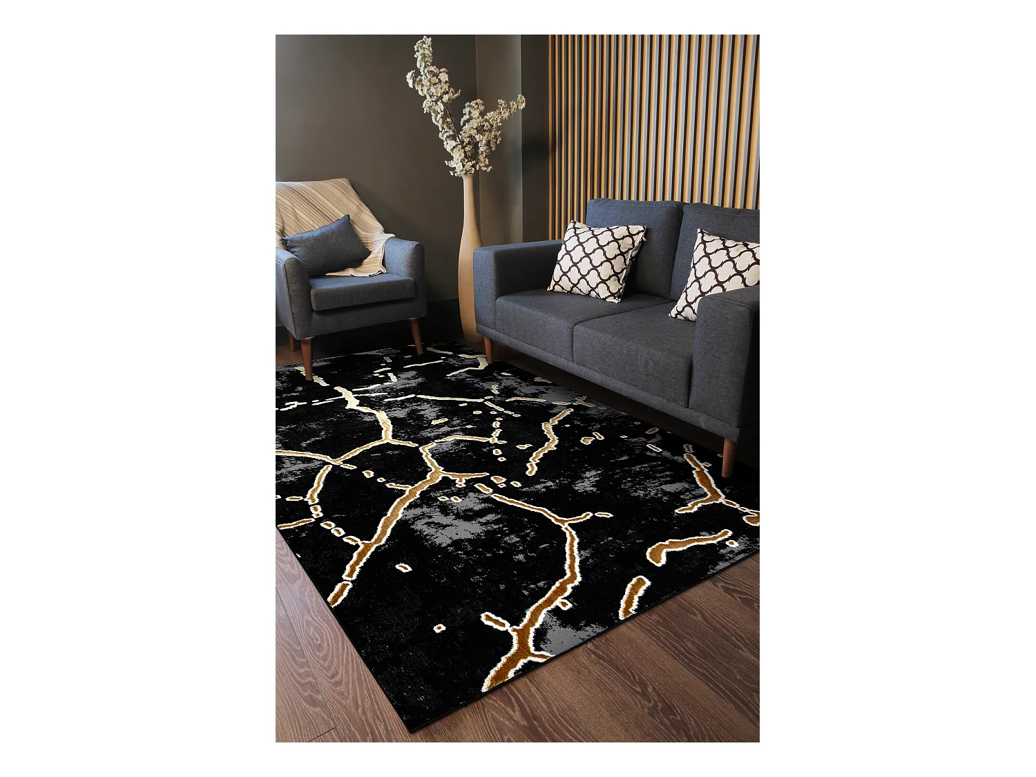 Tapijt ALLURE 1967 Marmeren - Structureel, stijlvol, glamour zwart / g 280x370 cm