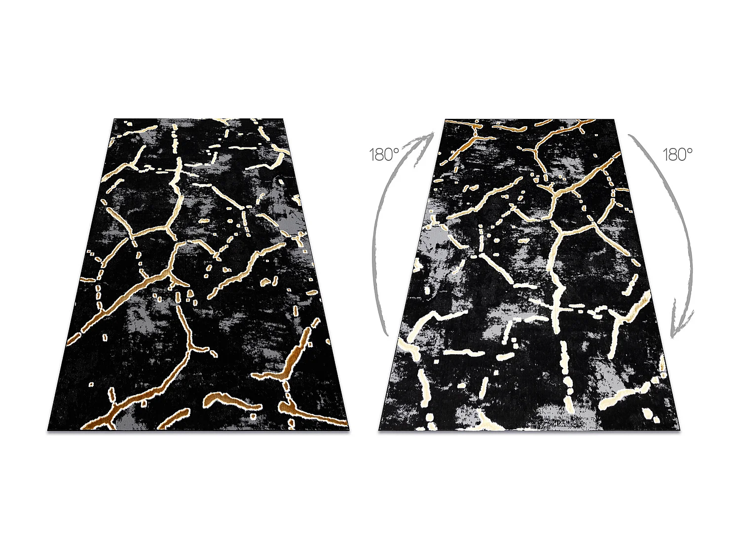 Dywan ALLURE 1967 Marmur - Strukturalny, stylowy, glamour czarny / zł 280x370 cm