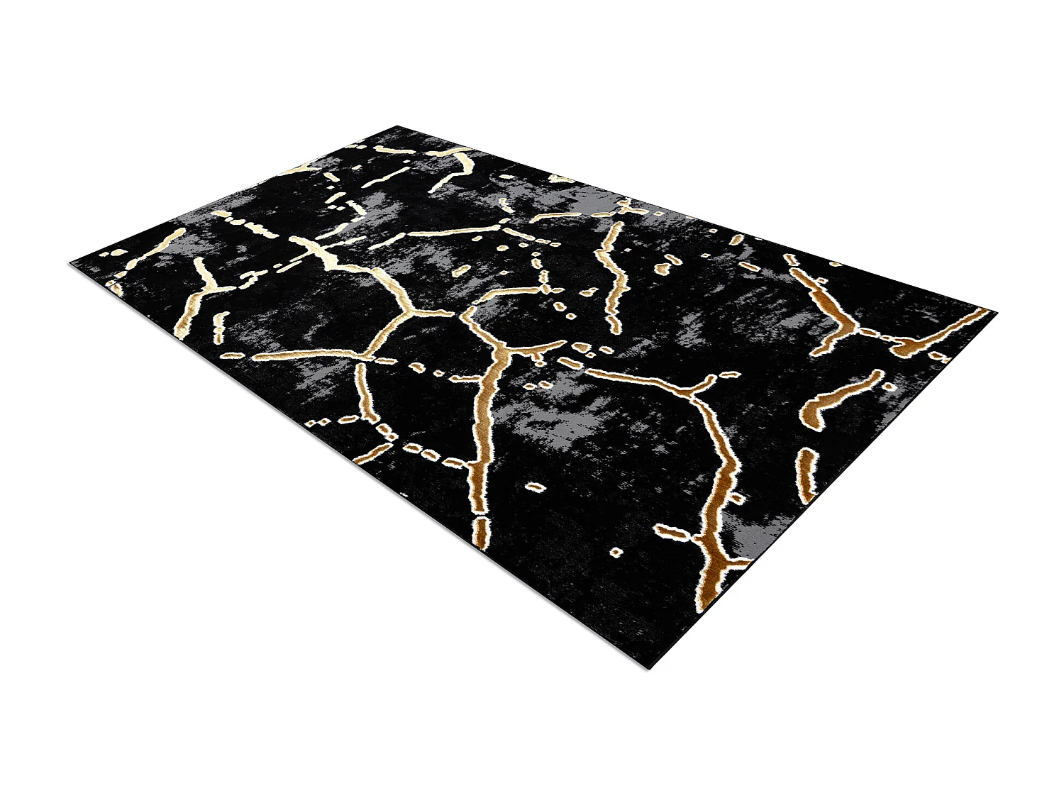 Tapis ALLURE 1967 Marbre - Structurel, élégant, glamour noir / L'or 200x290 cm