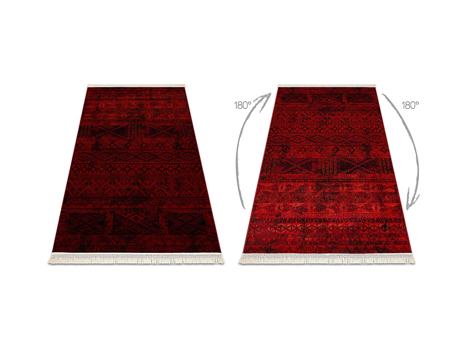 Tapis ORIENT 4722 bordeaux / noir Oriental, à franges 100x200 cm