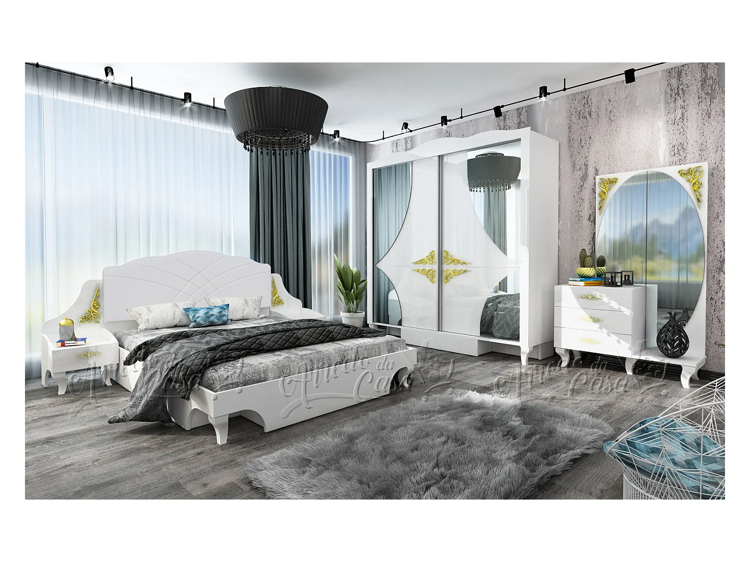 Camera da letto bianca moderna CDLU28