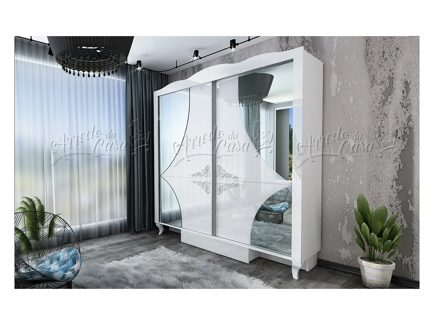 Camera da letto bianca moderna CDLU28