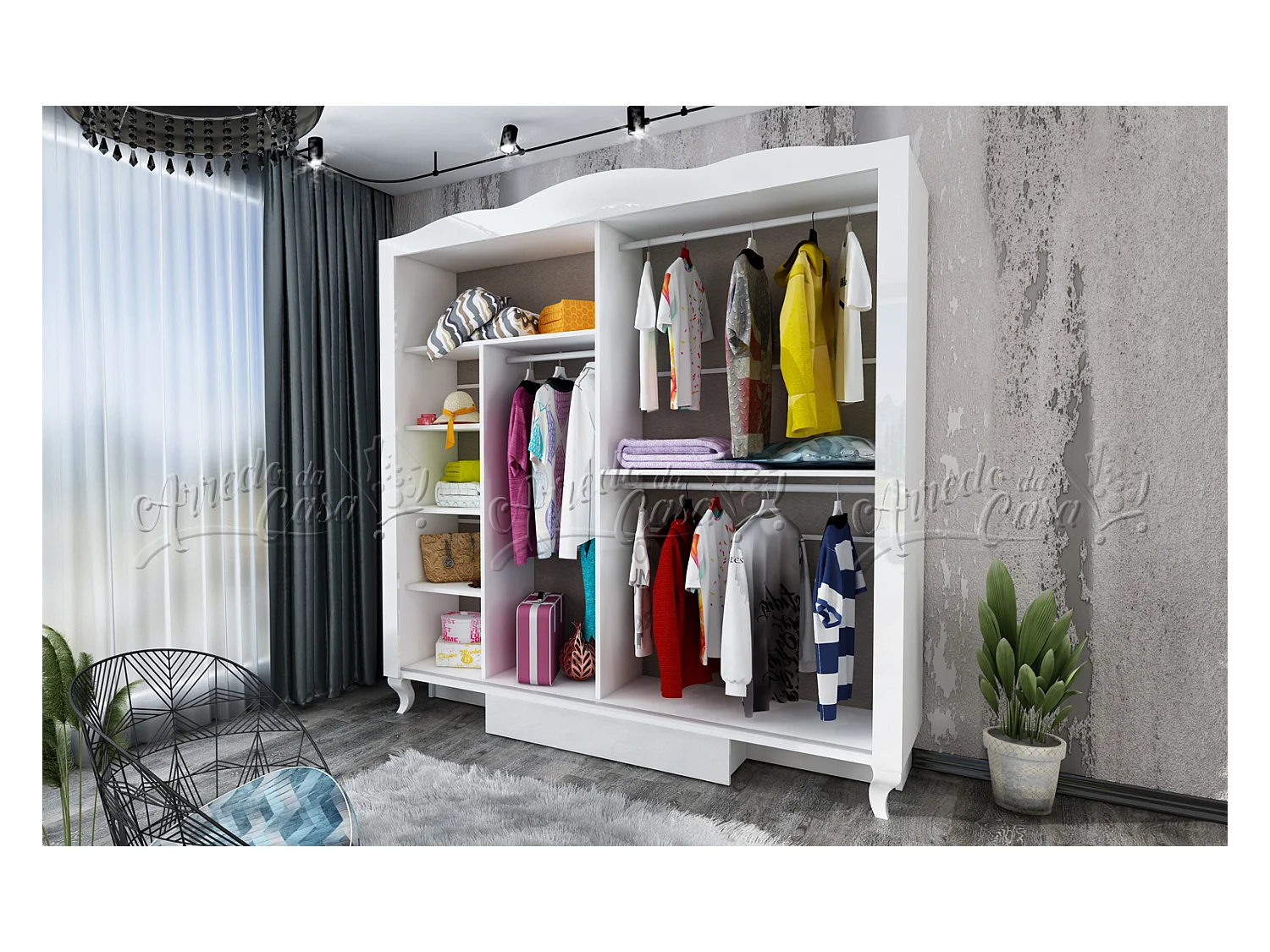 Camera da letto bianca moderna CDLU28