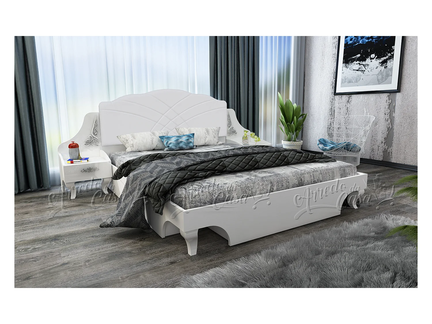 Camera da letto bianca moderna CDLU28