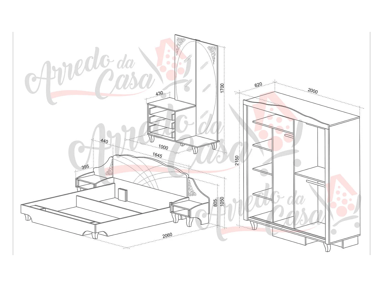 Camera da letto bianca moderna CDLU28