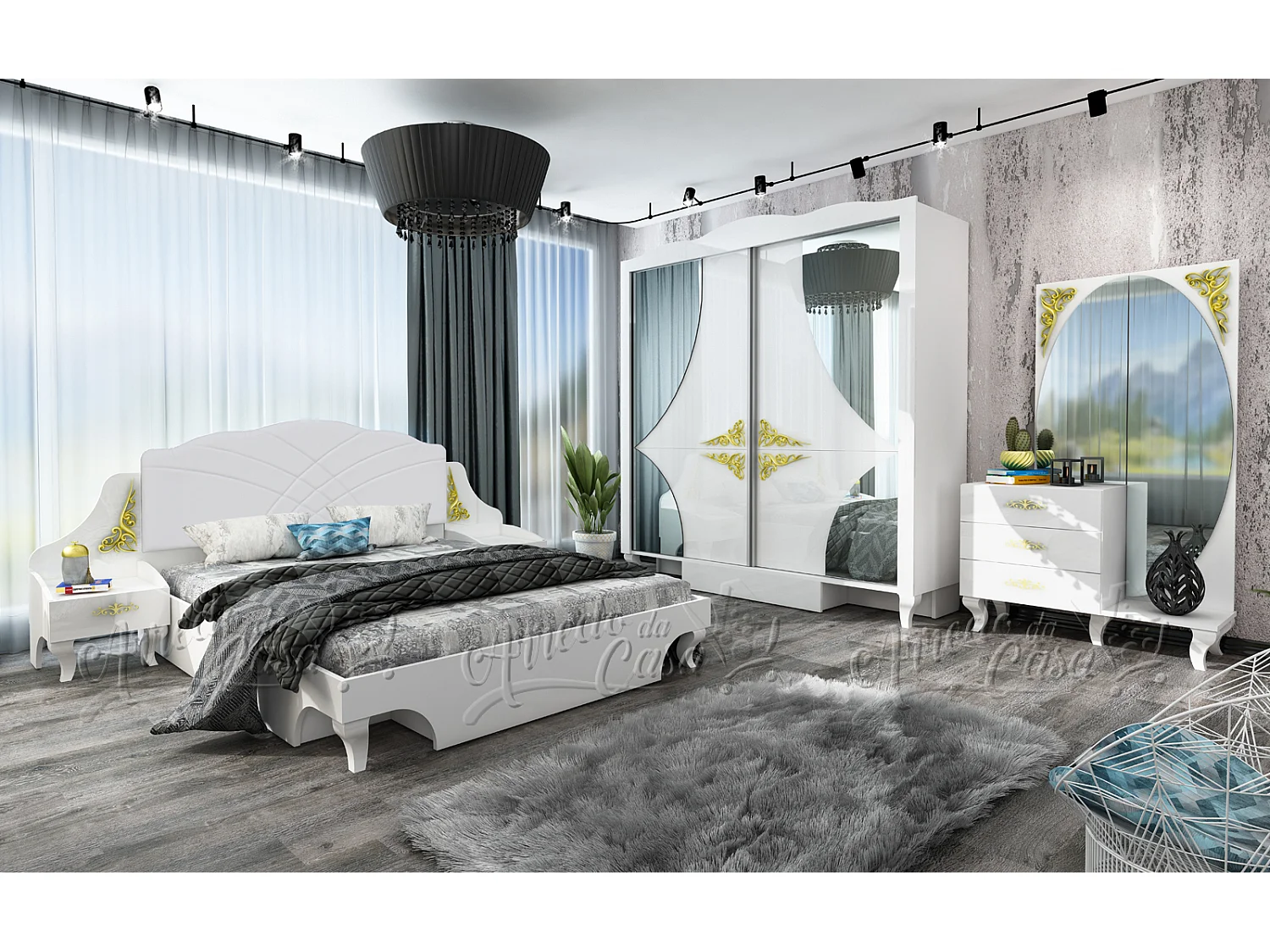 Camera da letto bianca moderna CDLU28