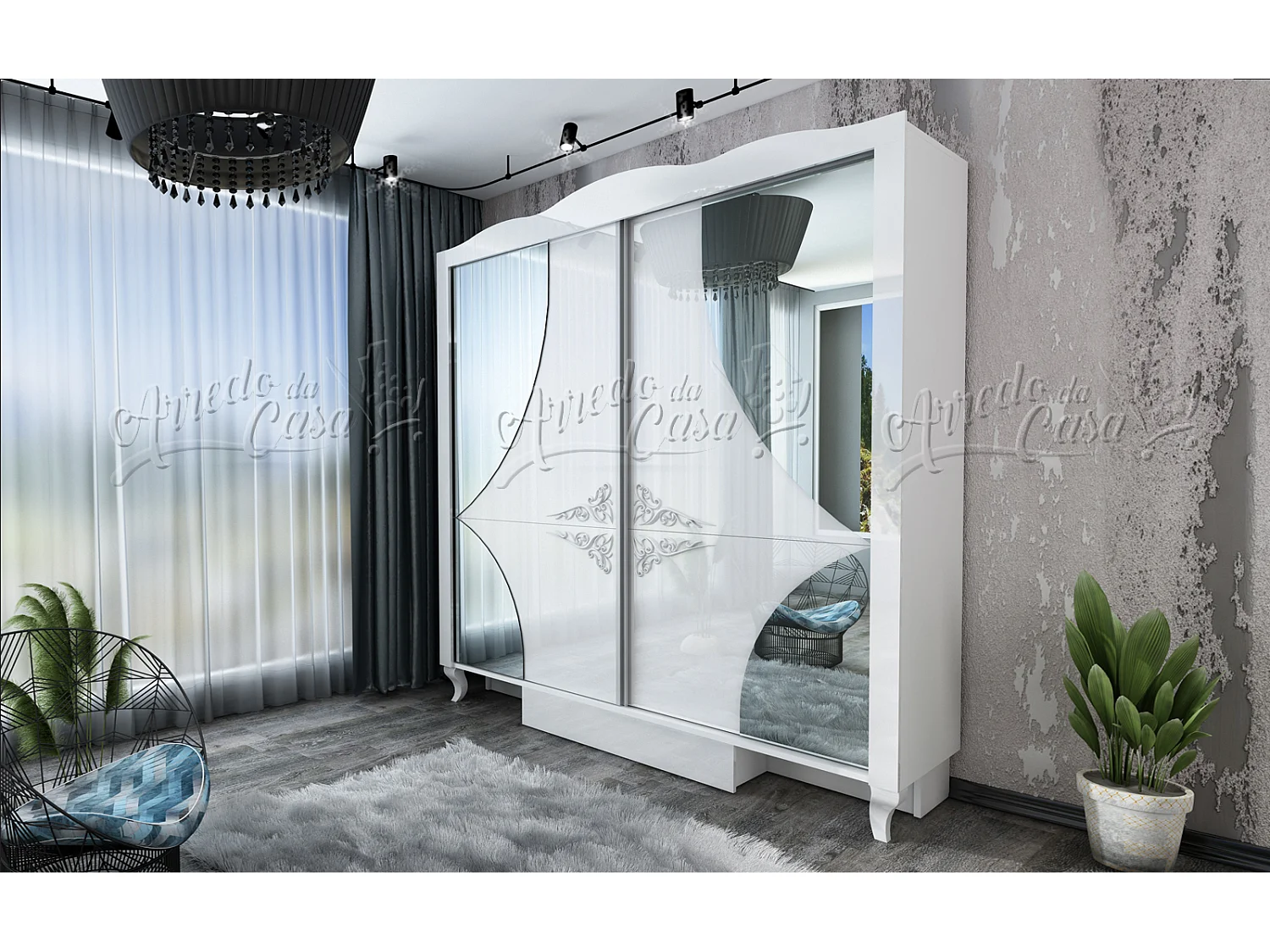 Camera da letto bianca moderna CDLU28