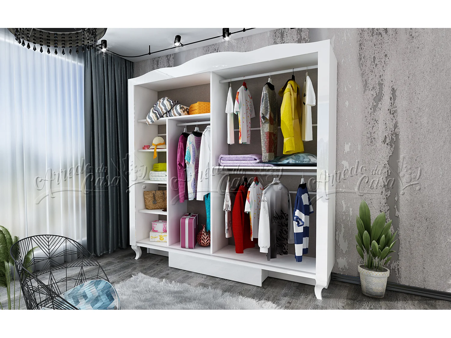 Camera da letto bianca moderna CDLU28