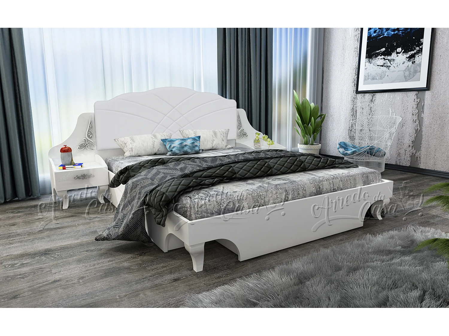 Camera da letto bianca moderna CDLU28