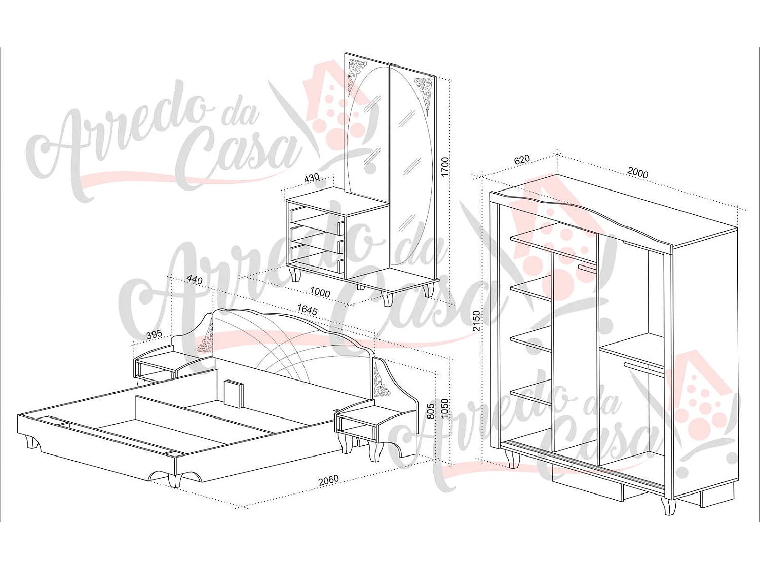 Camera da letto bianca moderna CDLU28