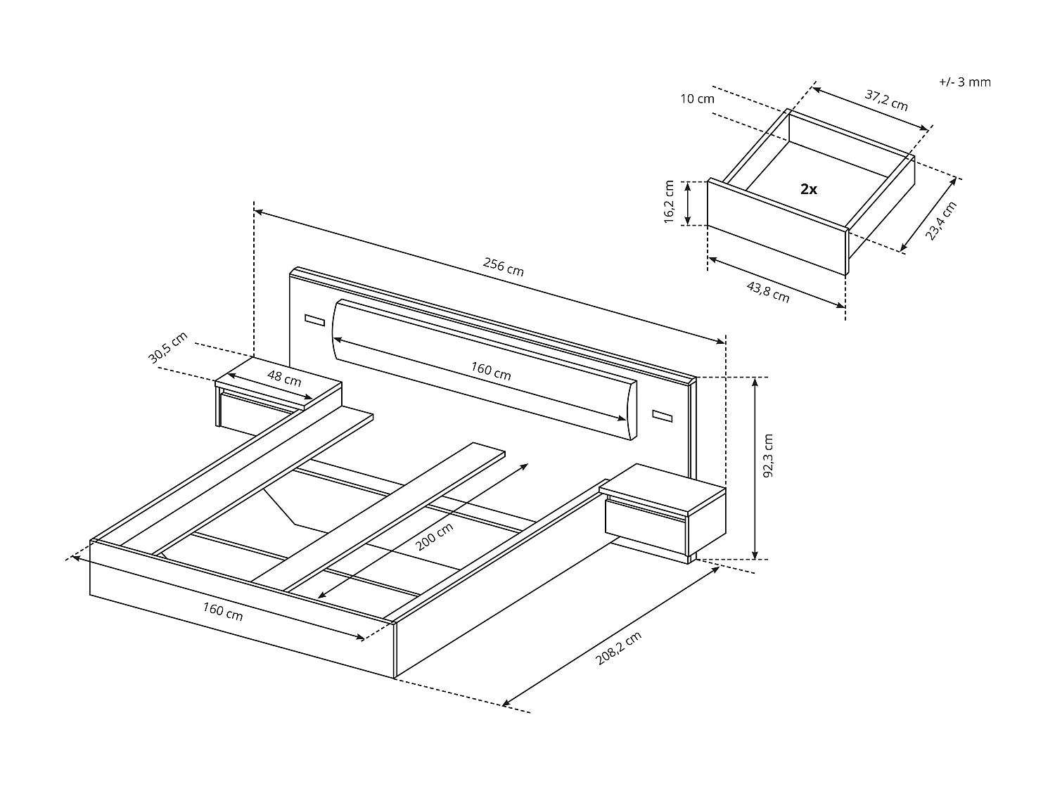 Camera da letto matrimoniale completa moderna bianco e rovere CDLLK10