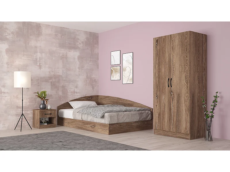 Cameretta 120x190 completa con letto a una piazza e mezza ad angolo marrone CBG8