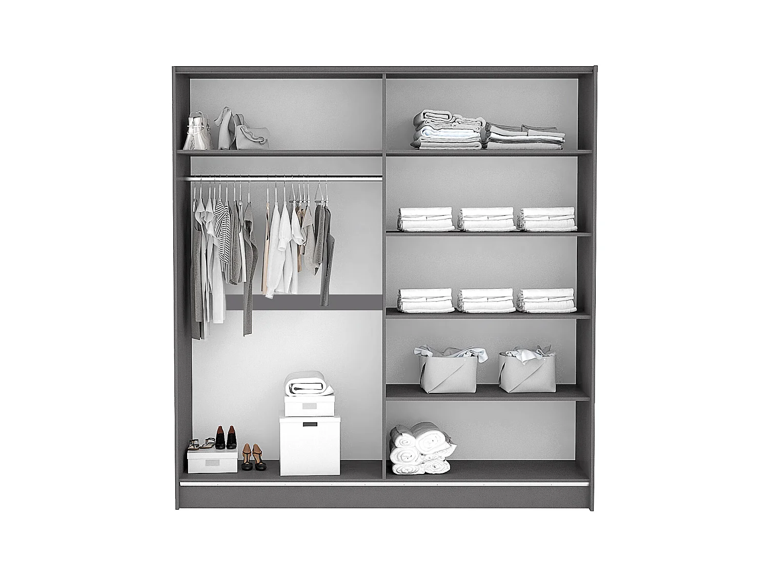 Camera da letto completa con letto matrimoniale contenitore 160x200 cm grigio grafite CMG8