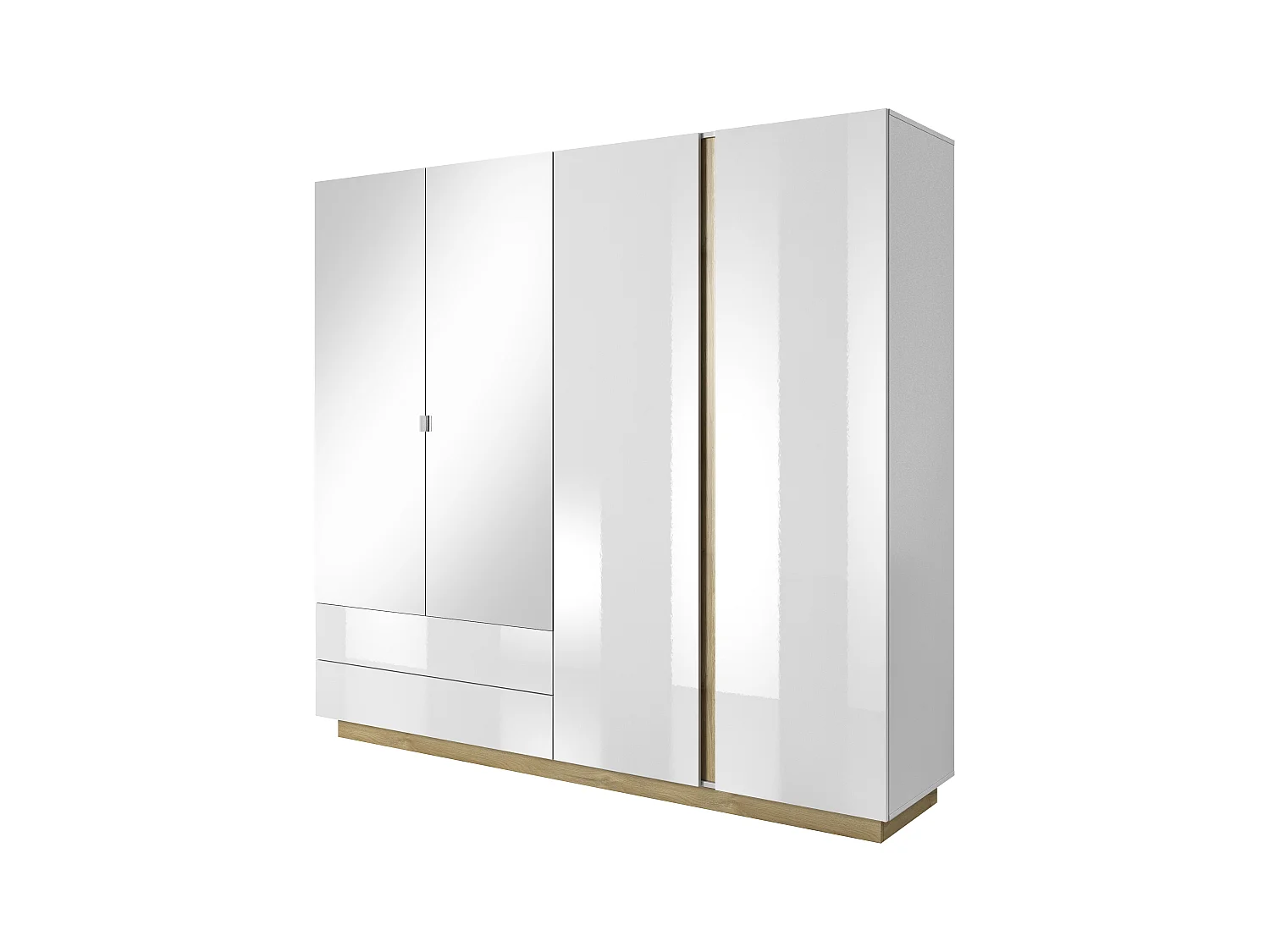 Camera da letto matrimoniale completa moderna bianco con dettagli rovere CDLLK1