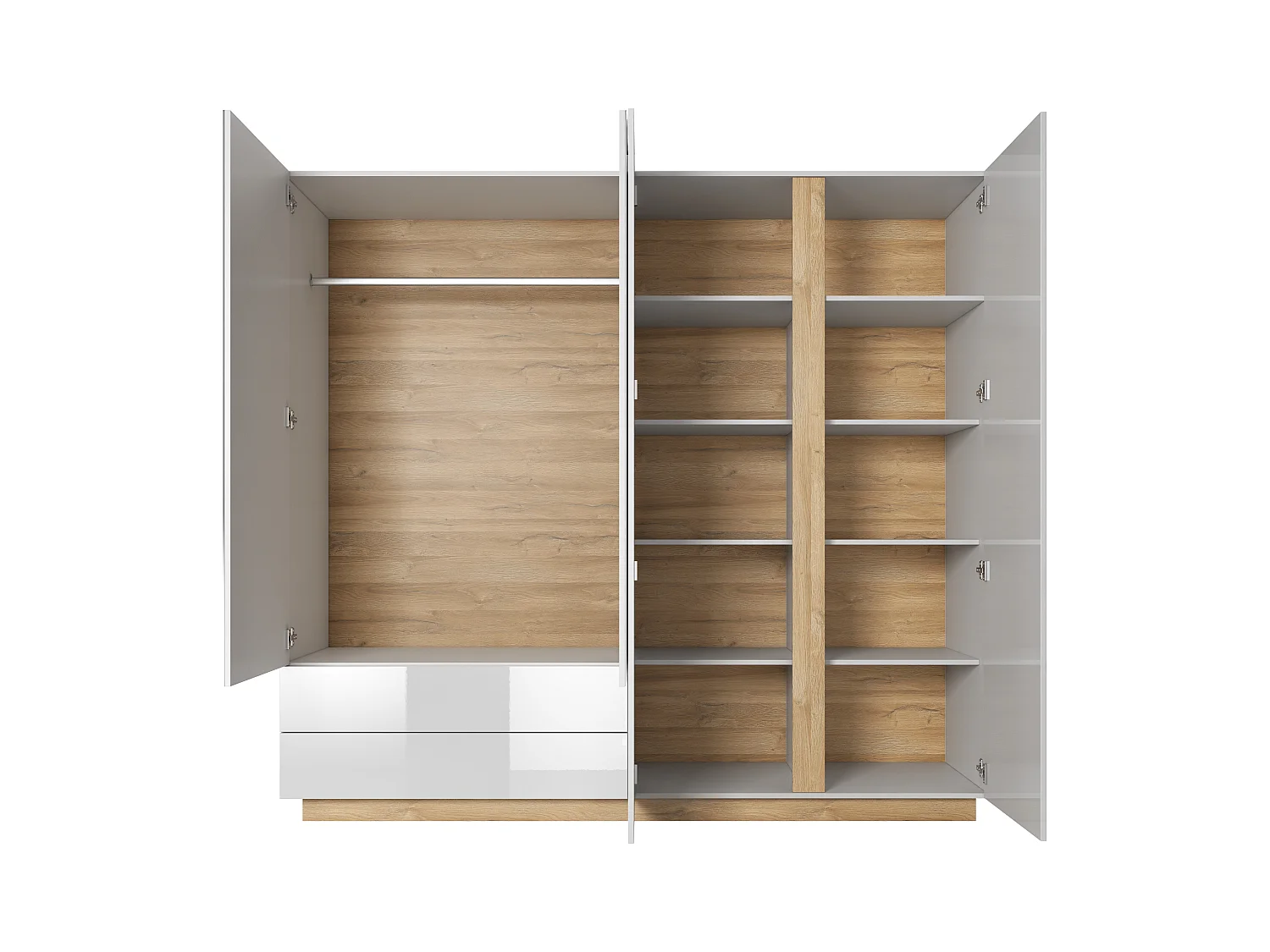 Camera da letto matrimoniale completa moderna bianco con dettagli rovere CDLLK1