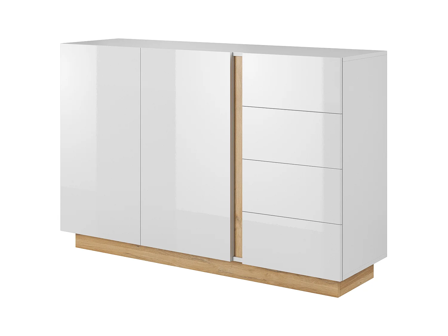 Camera da letto matrimoniale completa moderna bianco con dettagli rovere CDLLK1