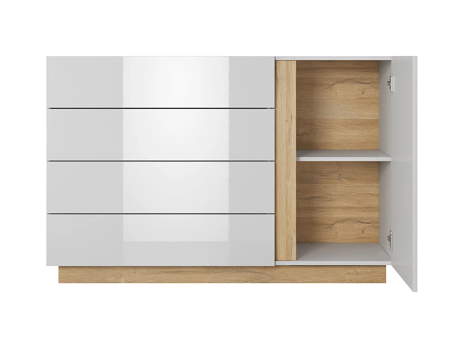 Camera da letto matrimoniale completa moderna bianco con dettagli rovere CDLLK1