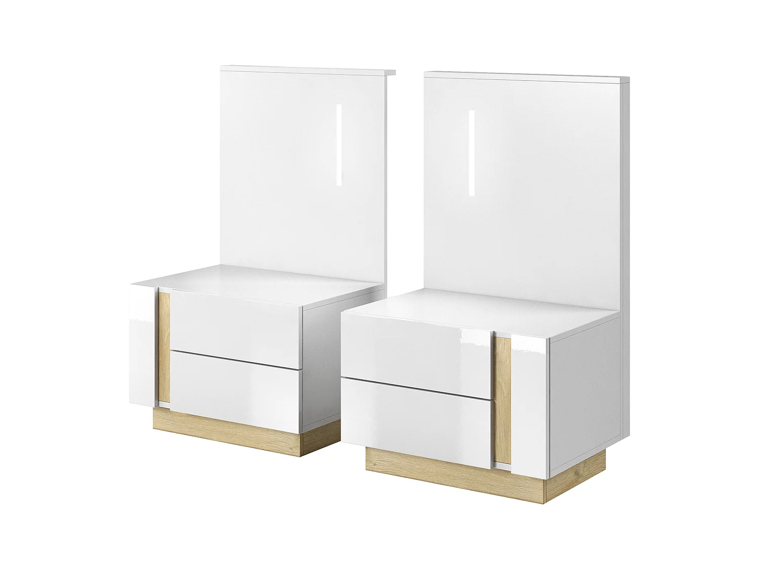 Camera da letto matrimoniale completa moderna bianco con dettagli rovere CDLLK1