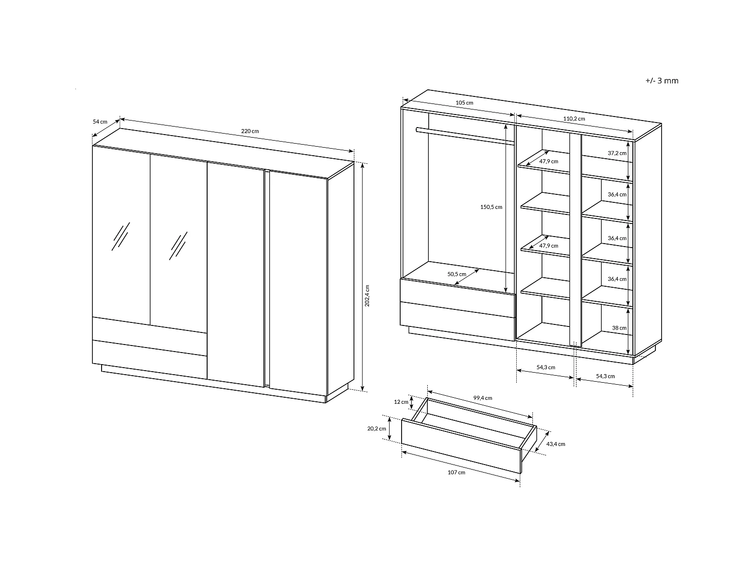 Camera da letto matrimoniale completa moderna bianco con dettagli rovere CDLLK1
