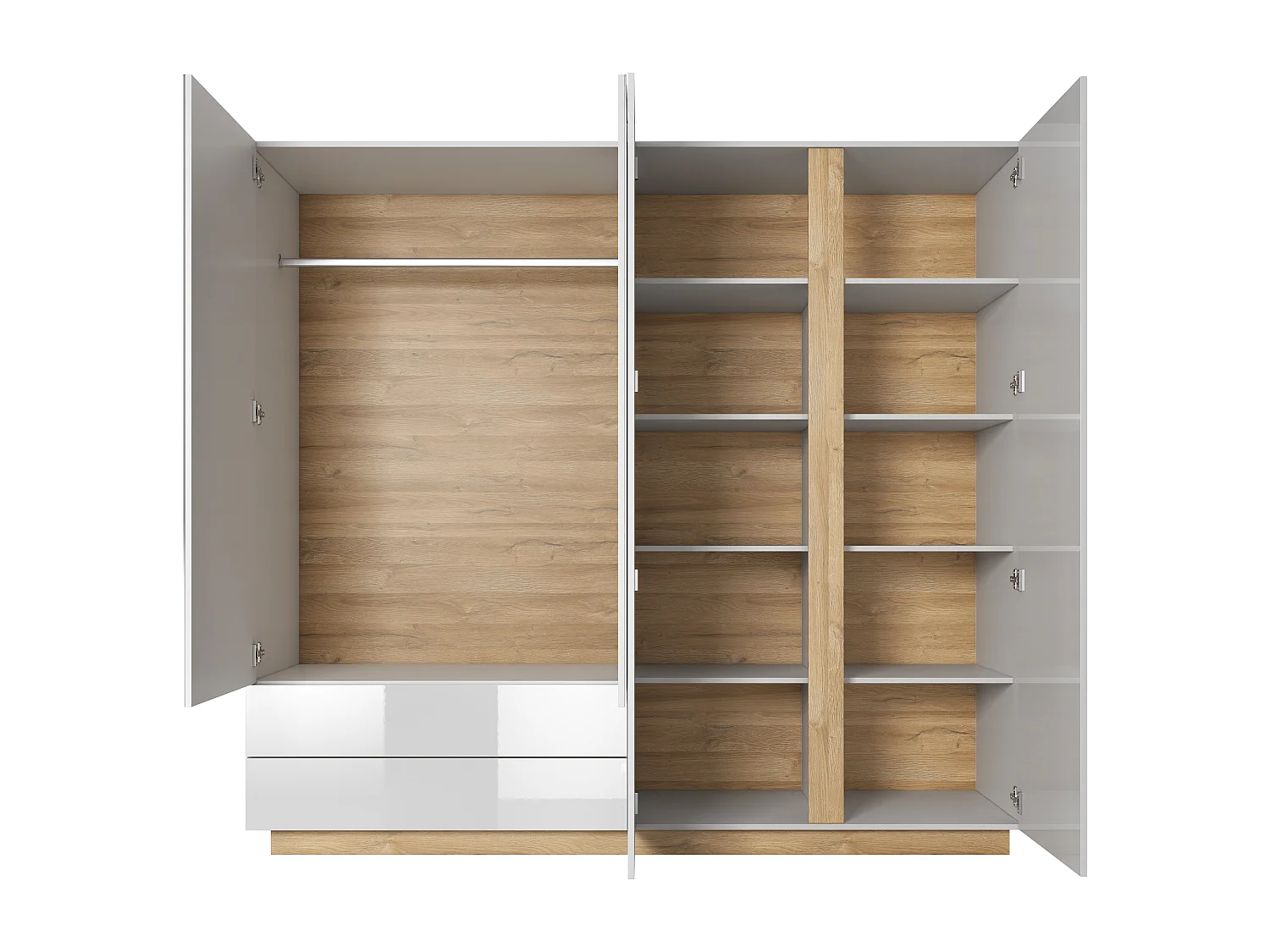 Camera da letto matrimoniale completa moderna bianco con dettagli rovere CDLLK1