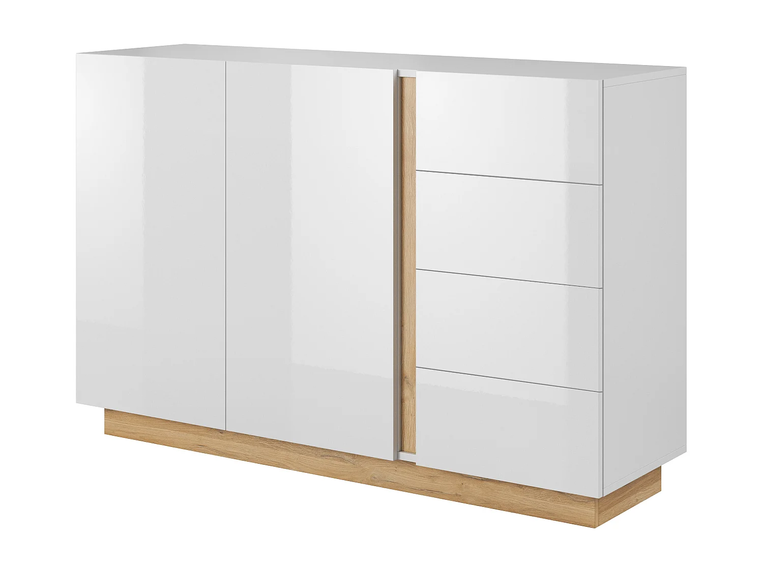 Camera da letto matrimoniale completa moderna bianco con dettagli rovere CDLLK1