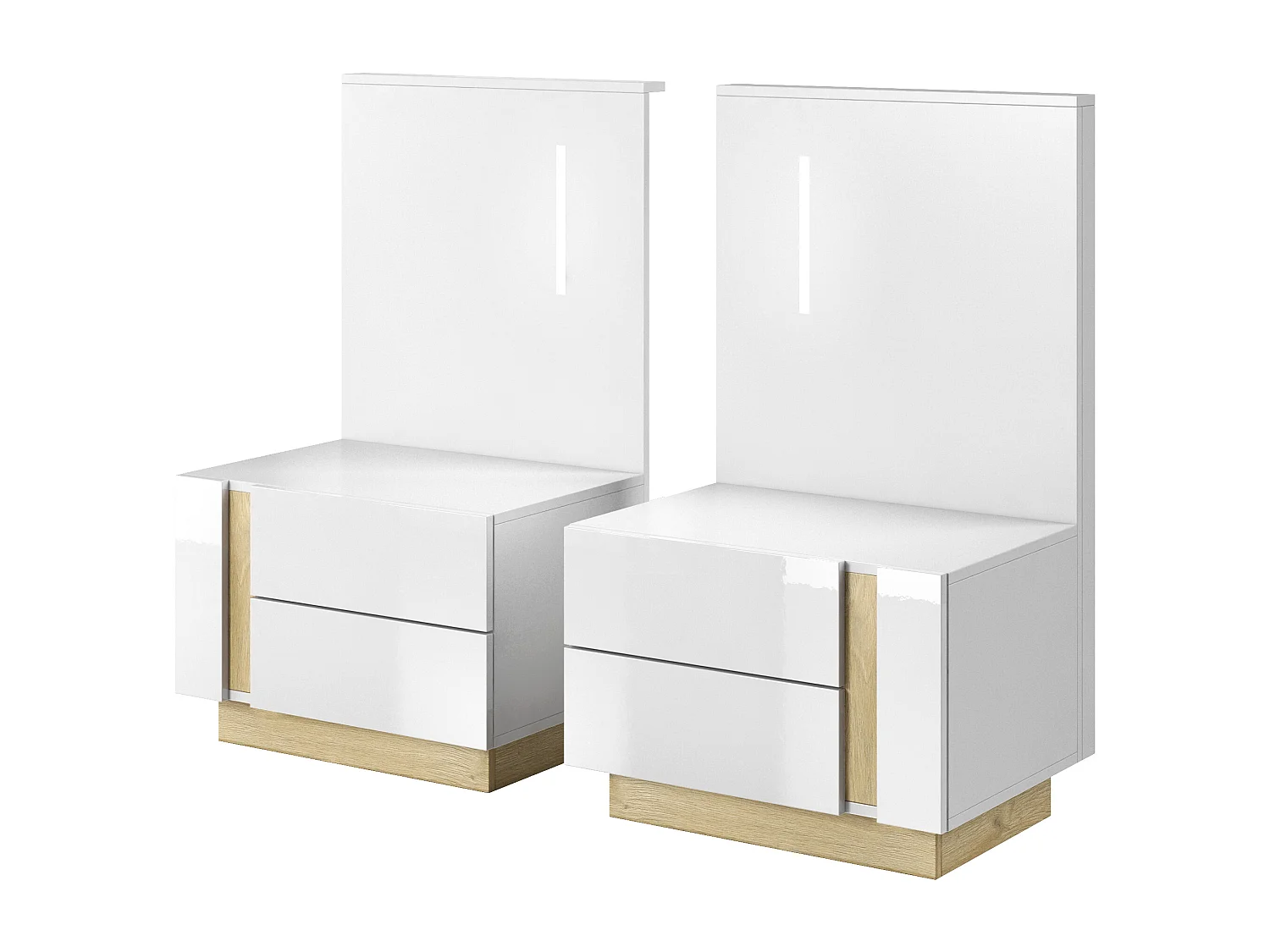 Camera da letto matrimoniale completa moderna bianco con dettagli rovere CDLLK1