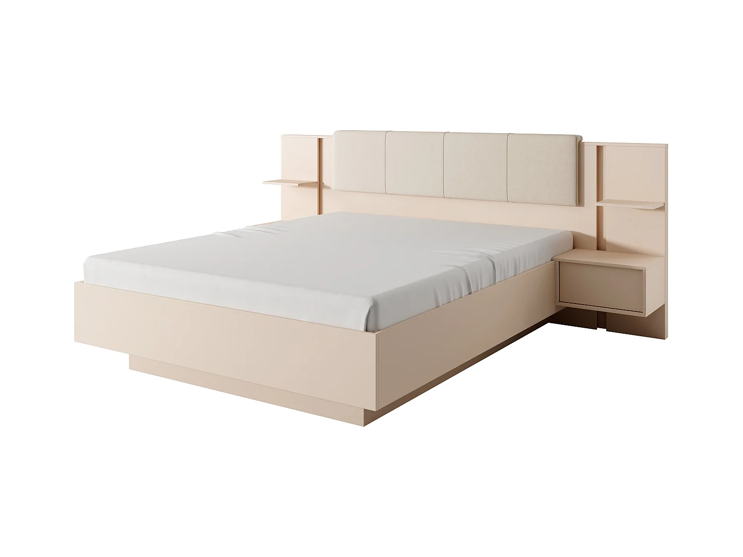 Camera da letto matrimoniale completa moderna con luci LED beige CDLLK4