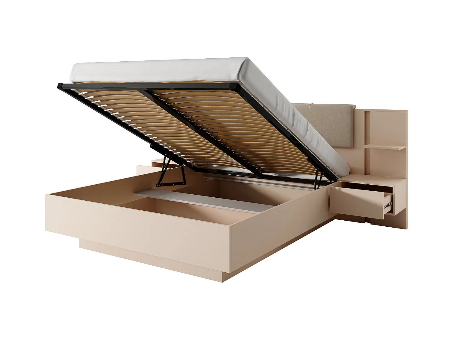 Camera da letto matrimoniale completa moderna con luci LED beige CDLLK4