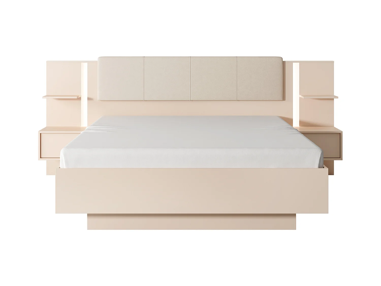 Camera da letto matrimoniale completa moderna con luci LED beige CDLLK4