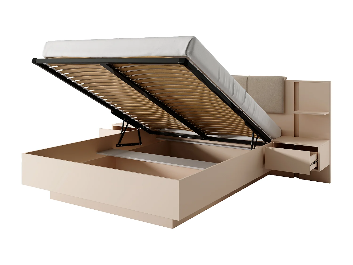 Camera da letto matrimoniale completa moderna con luci LED beige CDLLK4