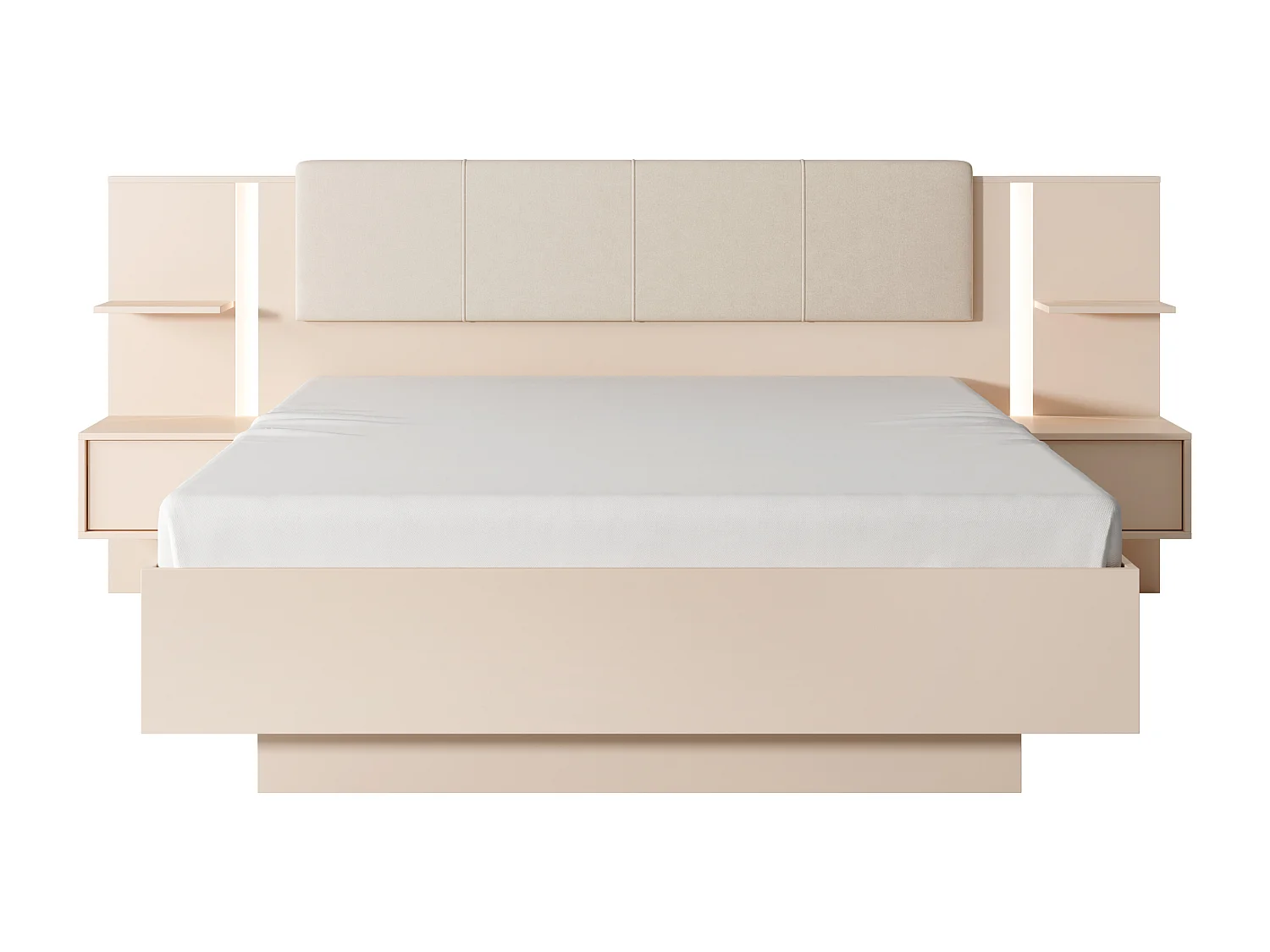 Camera da letto matrimoniale completa moderna con luci LED beige CDLLK4