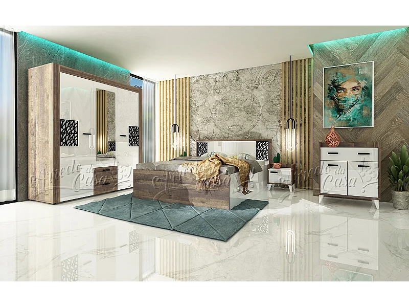Camera da letto completa rovere e bianco CDLU32