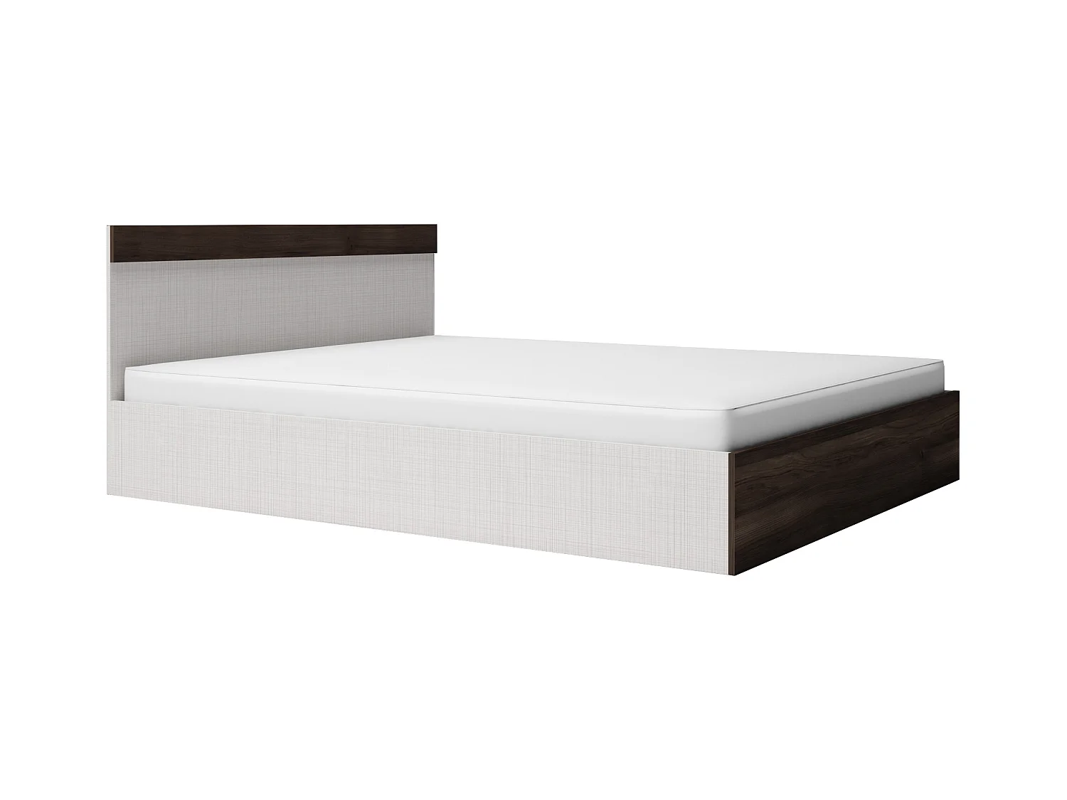 Camera da letto completa con letto contenitore 160x200 cm wengè e lino bianco CMG3