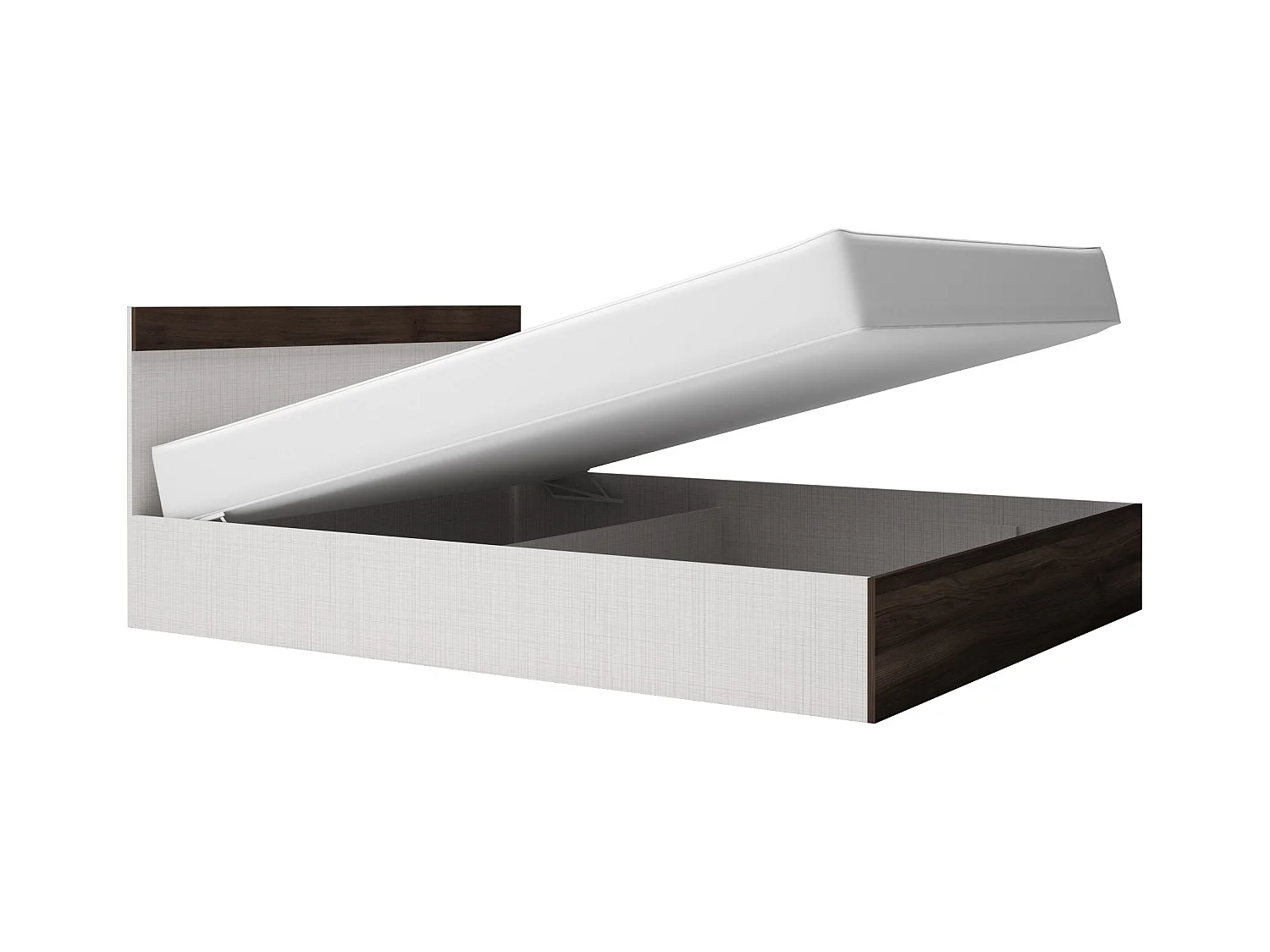 Camera da letto completa con letto contenitore 160x200 cm wengè e lino bianco CMG3