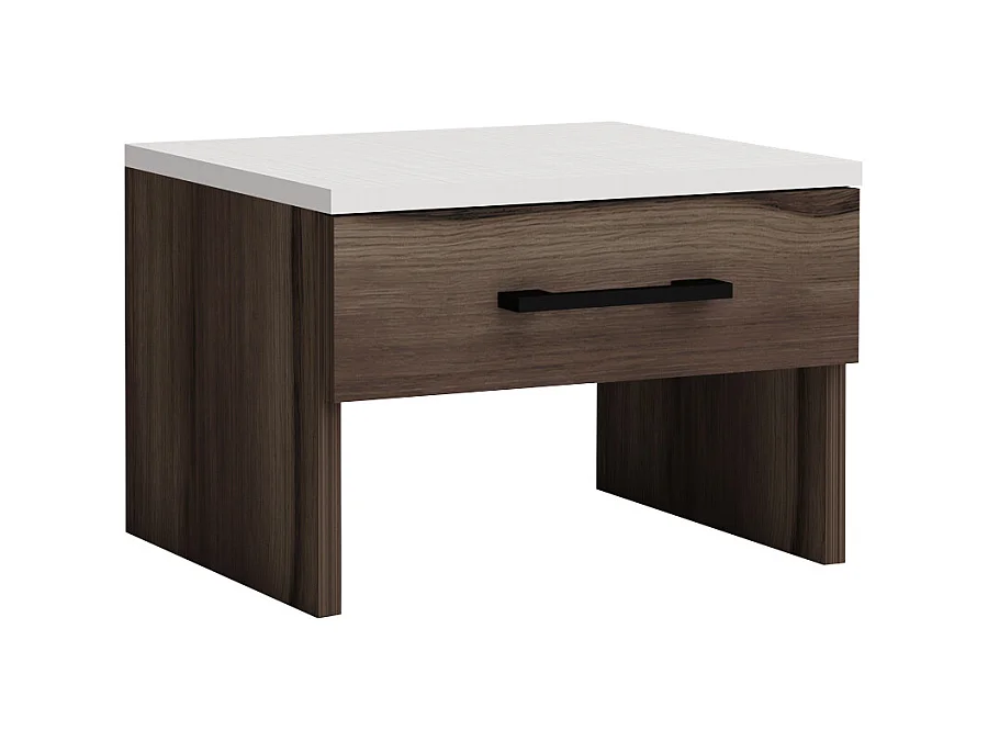 Camera da letto completa con letto contenitore 160x200 cm wengè e lino bianco CMG3