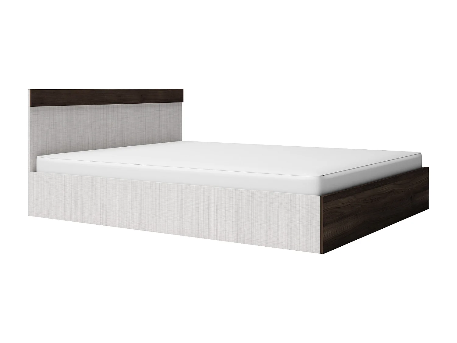 Camera da letto completa con letto contenitore 160x200 cm wengè e lino bianco CMG3