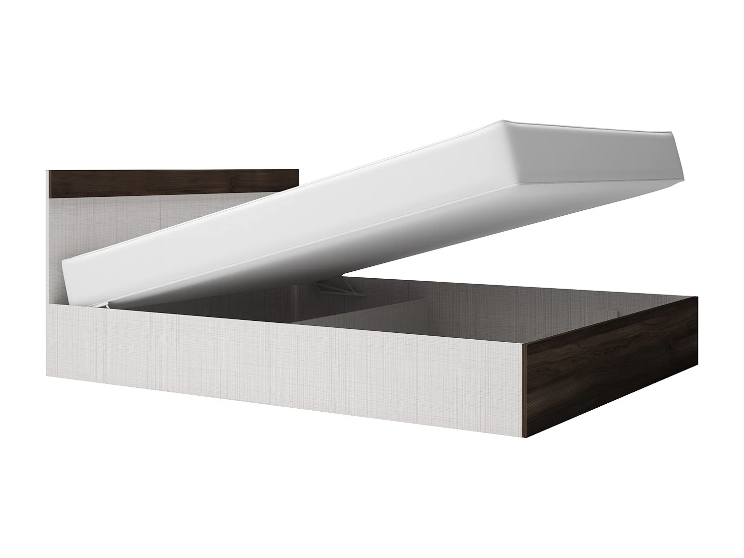 Camera da letto completa con letto contenitore 160x200 cm wengè e lino bianco CMG3