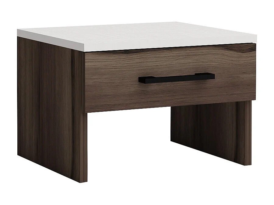 Camera da letto completa con letto contenitore 160x200 cm wengè e lino bianco CMG3