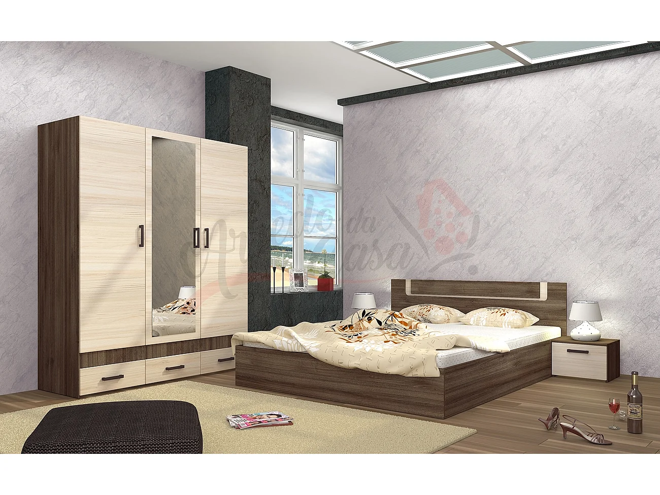 Camera da letto completa beige CDLI7038