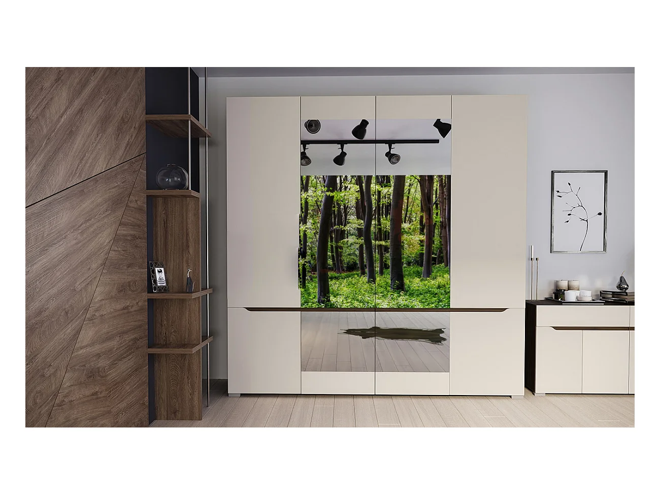 Camera da letto completa rovere scuro/grigio chiaro CDLI7035