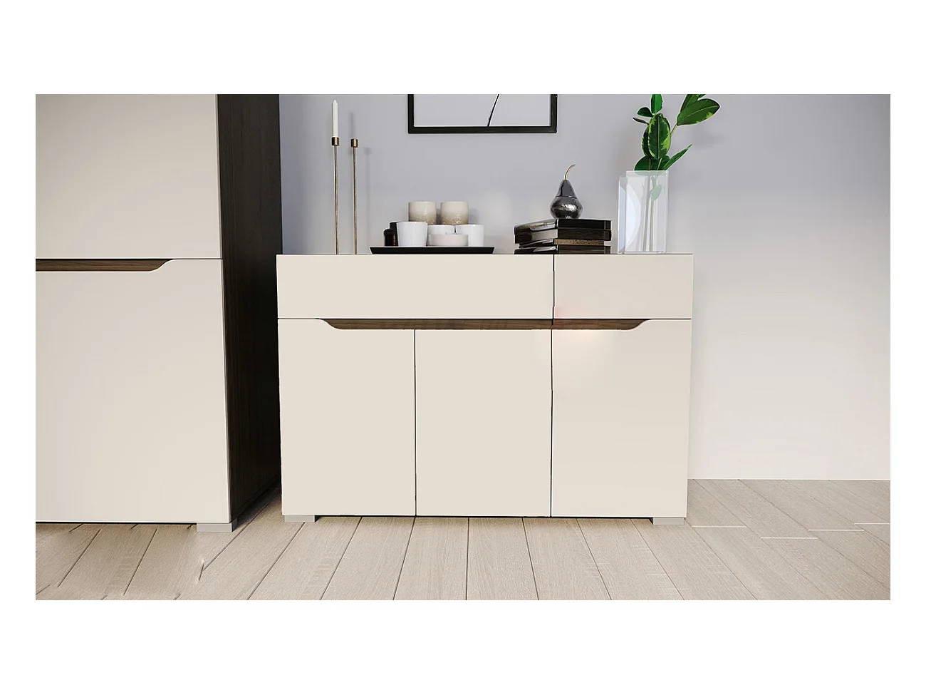 Camera da letto completa rovere scuro/grigio chiaro CDLI7035