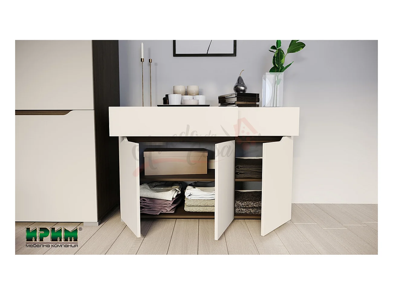 Camera da letto completa rovere scuro/grigio chiaro CDLI7035