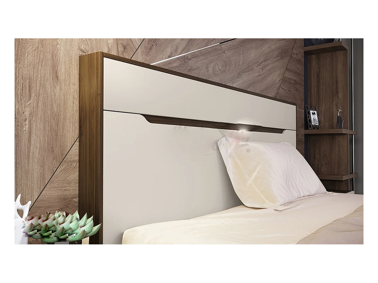 Camera da letto completa rovere scuro/grigio chiaro CDLI7035