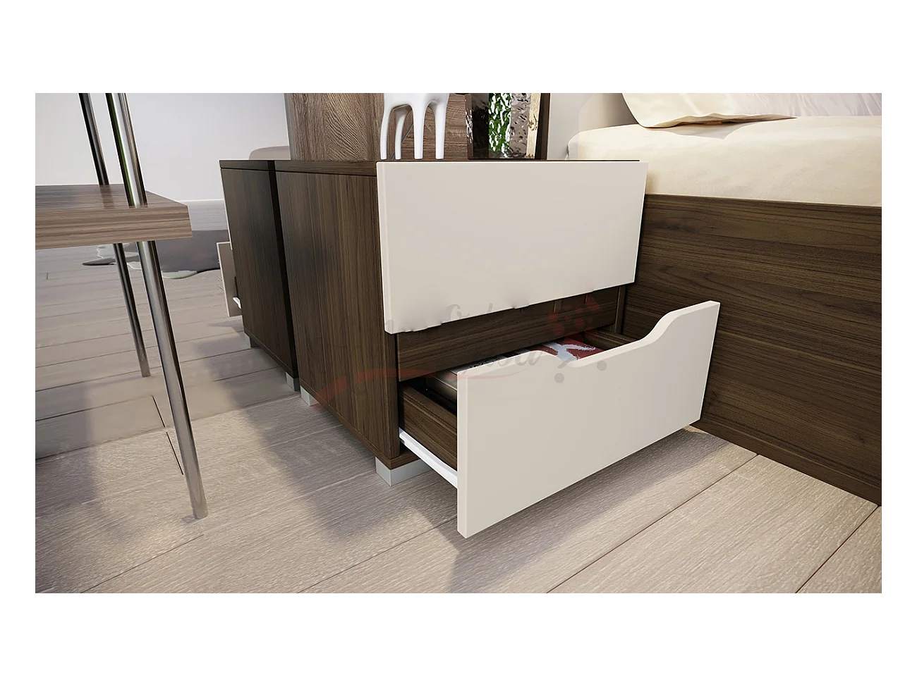 Camera da letto completa rovere scuro/grigio chiaro CDLI7035