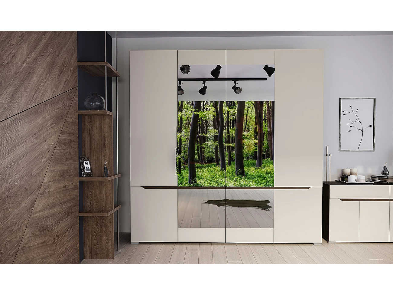 Camera da letto completa rovere scuro/grigio chiaro CDLI7035