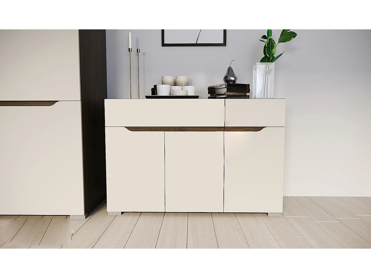 Camera da letto completa rovere scuro/grigio chiaro CDLI7035