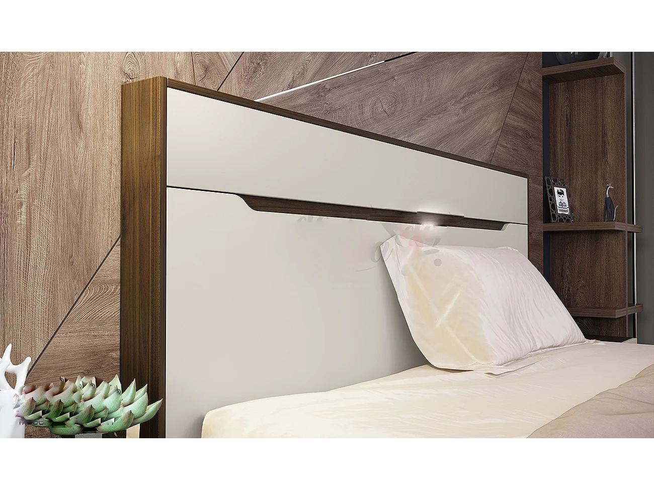 Camera da letto completa rovere scuro/grigio chiaro CDLI7035